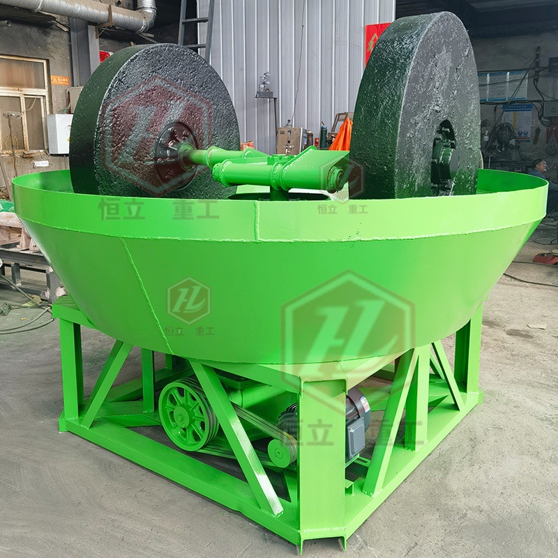 破碎矿石碾金机选矿湿碾机小型金属选矿研磨机水磨矿石双辊碾金机