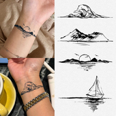 日落山河 半永久氛围感手腕刺青ins风无毒遮疤贴纸 草本纹身贴新款