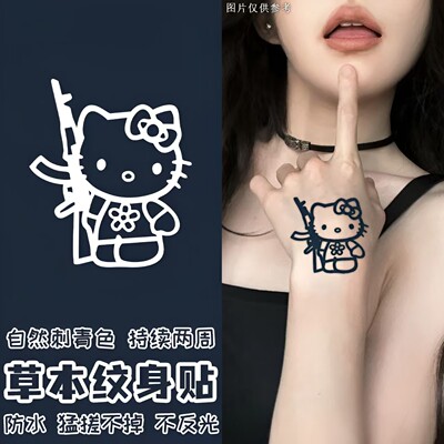 温柔痞帅Kitty猫草本纹身贴