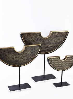 简约现代新中式蓝色玛瑙片摆件z酒店会所售楼处样板房软装饰品摆