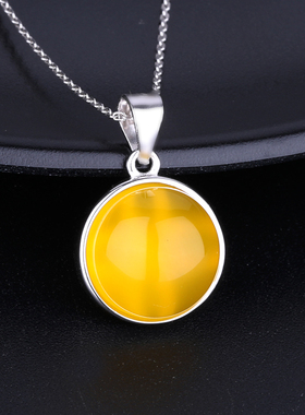 925银吊坠空托镶嵌玉石蜜蜡松石圆形吊坠托9*9 H10*10 11*11 12*1