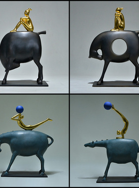 酒店艺术雕塑大摆件抽象简约现代摆设样板房间R客厅家居装饰品创