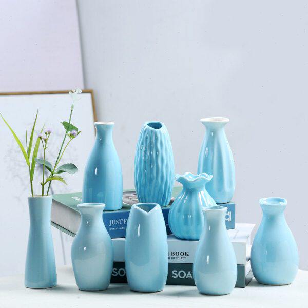 迷你蓝色陶瓷花瓶轻奢简约创意装饰水养鲜花百合客厅餐桌摆件插花