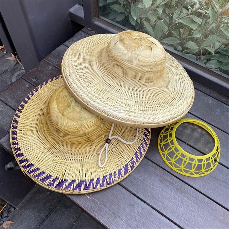 手工竹编大圆帽男女通用斗笠帽舞蹈道具越南帽户外干X活旅游遮阳
