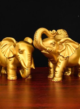 铜大象摆对件一铜象招财客玄财关z位吸水象特大10101号黄铜大象工