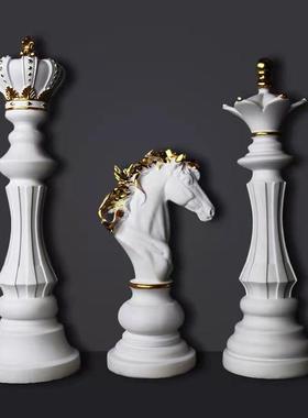 国际象棋树脂摆件电视柜酒柜橱窗学院装饰品M国王王后战马棋子摆
