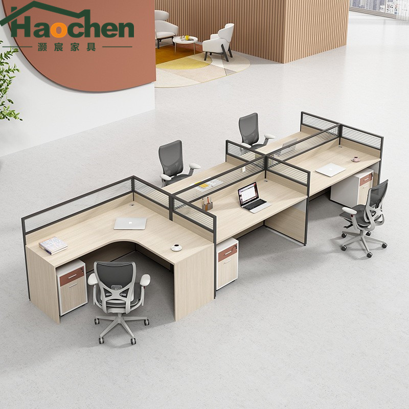 职员屏风办公桌L型2/4/6人位隔断 财务桌 办公室员工电脑桌椅组合