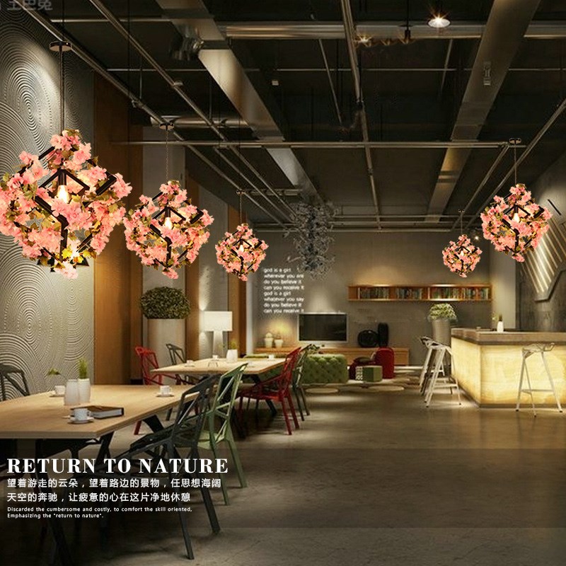 工业风铁艺植物吊灯酒吧创意个性吧台餐厅复古吊灯咖啡.厅工程灯
