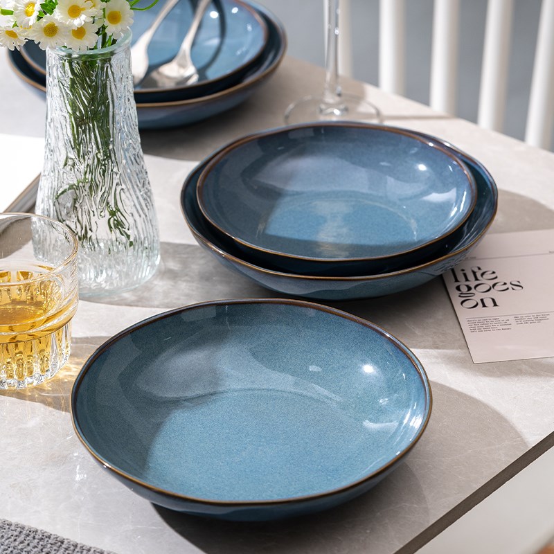 陶瓷盘子菜盘家用菜碟子2025新款C釉下彩轻奢碗碟餐具高级感深餐