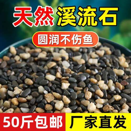 溪流石 鱼缸造景专用原生溪流石水族箱底部鹅卵石乌 龟缸砂石