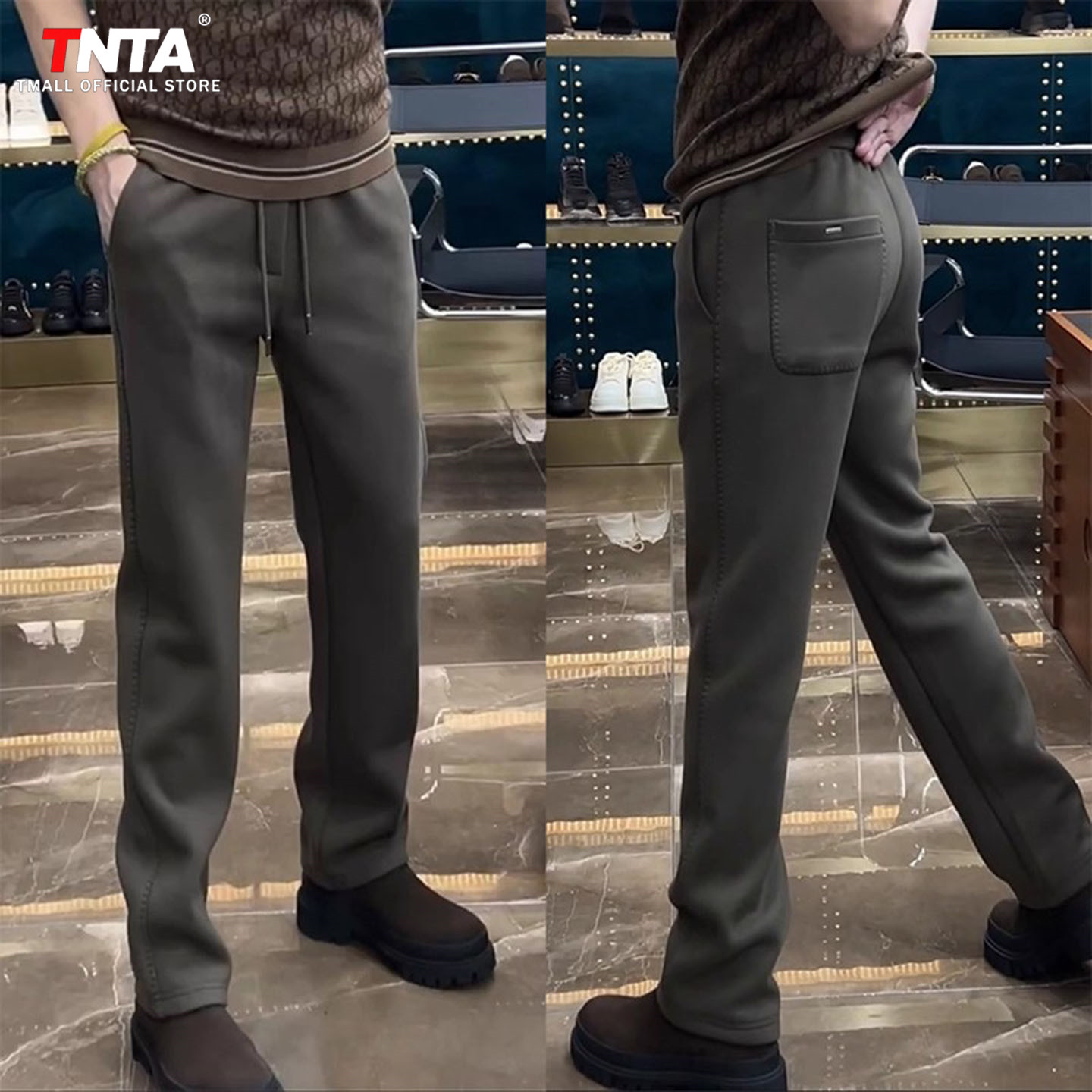 高端针织休闲裤子男士2025新款春秋冬季加绒男裤直筒运动卫裤男款,男装,休闲裤,淘宝优惠券,粉丝福利购,淘宝优惠卷