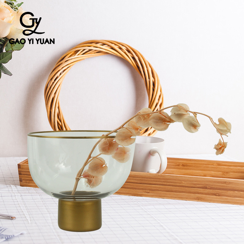 现货速发钙钠玻璃花瓶卧室家具装饰花瓶碗圆形透明创意Z玻璃插花