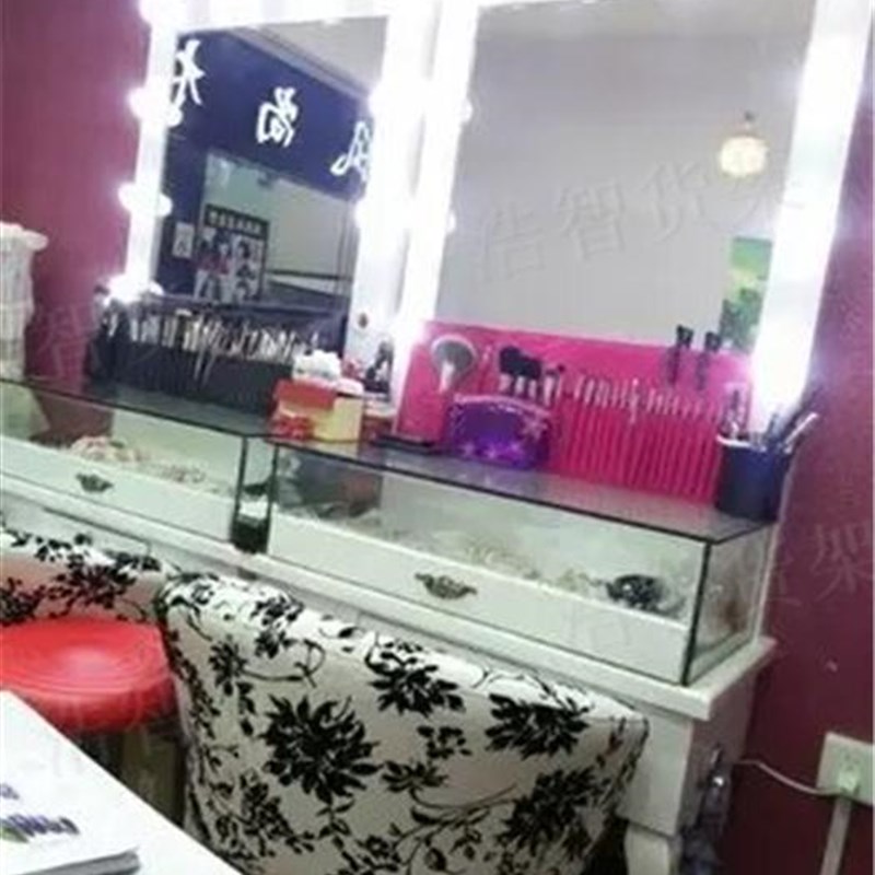 欧式新款烤漆化妆台梳妆台 专业A影楼化妆台 理发台带灯白色可订
