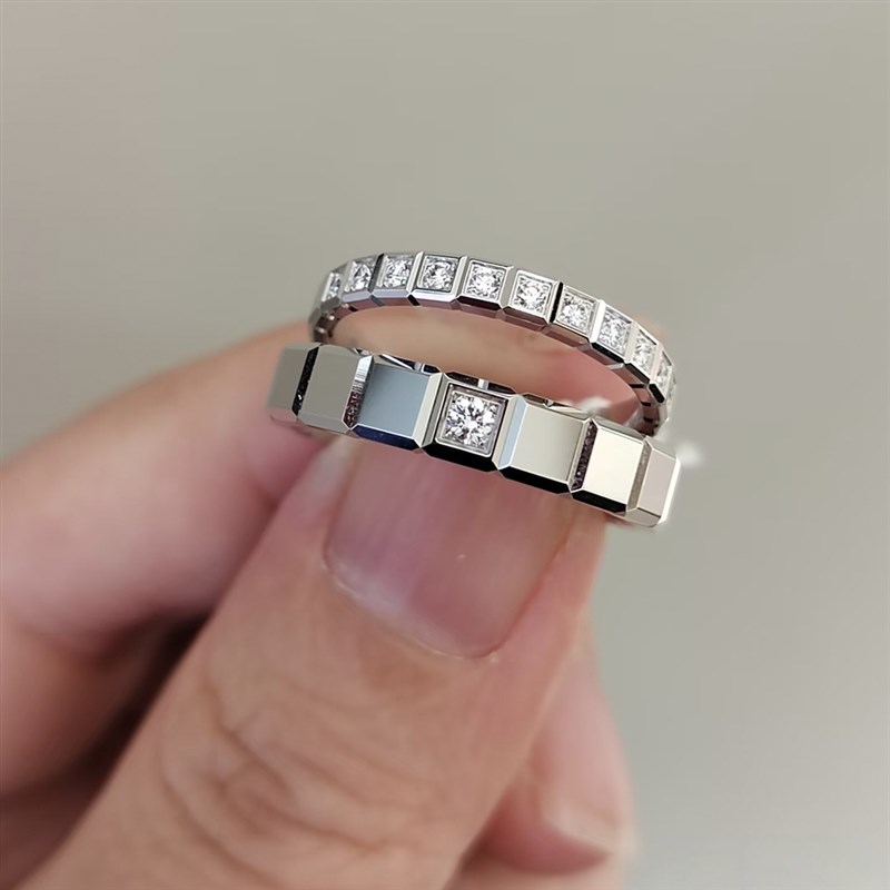 明星张凌赫同款男女情侣对戒925银肖邦小冰块Q玫瑰金订婚戒指礼物