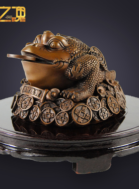 精品铜制金蟾摆件大号三s足三脚店铺特大转运办公室小蟾蜍开业贺