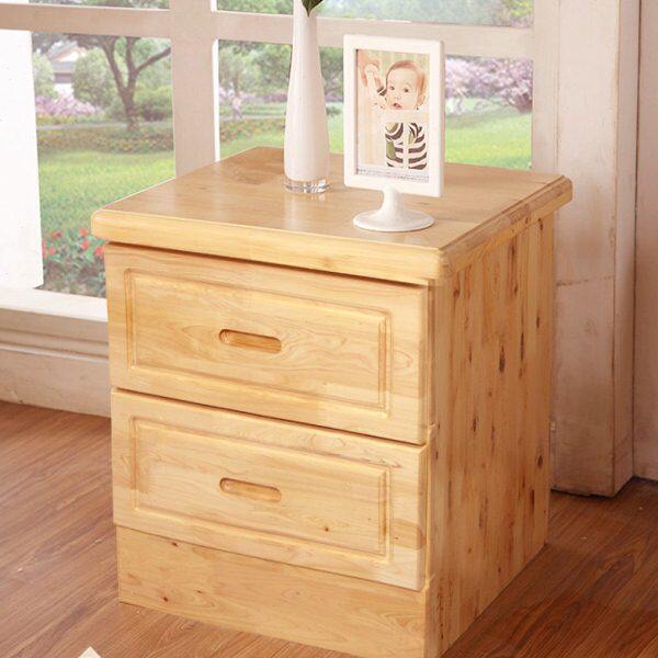 中式全实木床头柜卧室柏木储物柜床边置物两抽屉家用简约现代家具