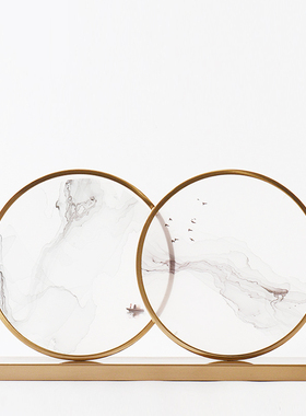 新中式古典d创意屏风摆件样板间售楼处玄关酒店电视柜软装饰品摆