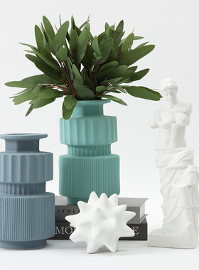 新中式齿轮陶瓷花器摆件酒店会所售楼处样板间客S厅花瓶装饰品摆