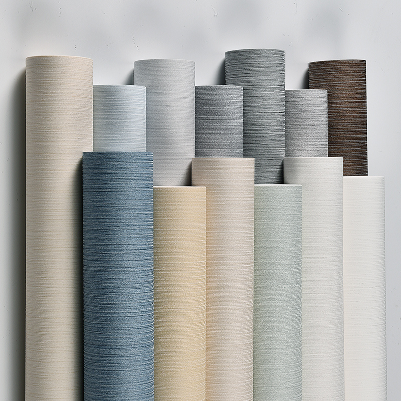 北欧简约素色条纹米黄墙纸卧室客厅餐厅背景墙现代无X纺布浅灰壁