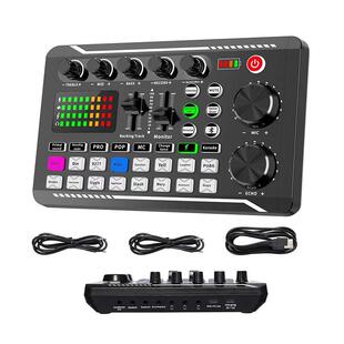 F998 网红直播声卡英文版混音器BM800电容麦克风套装户外直播声卡