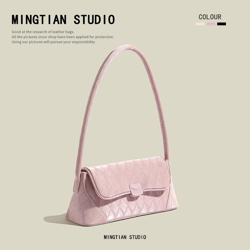 高级感法棍腋下包包女包2023新C款夏季质感小众粉色辣妹手提单肩