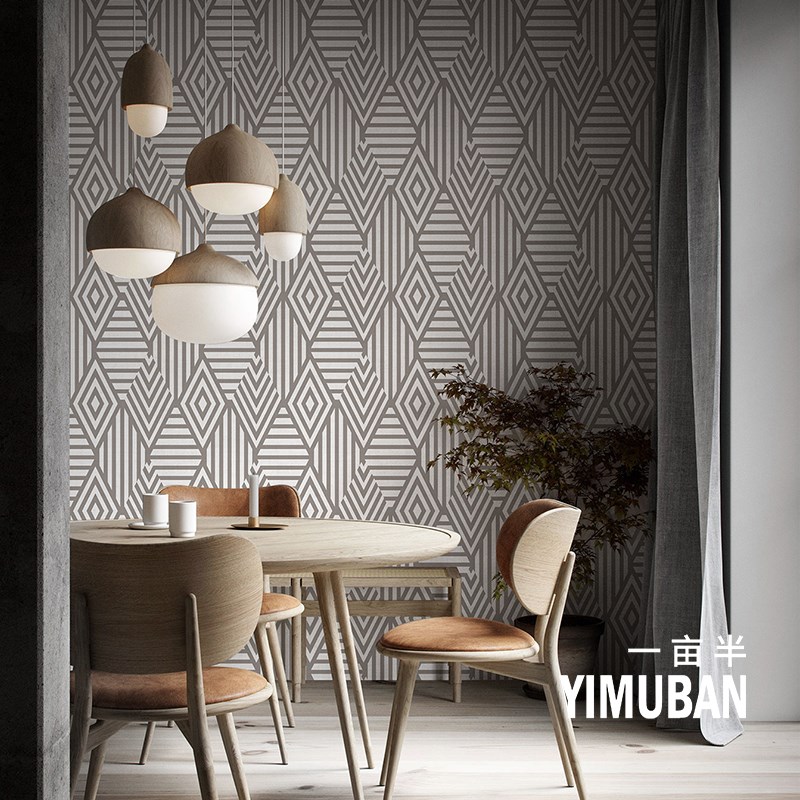 现代黑白墙纸墙布客厅背景墙条纹个性定制壁画R餐厅工装卧室壁纸