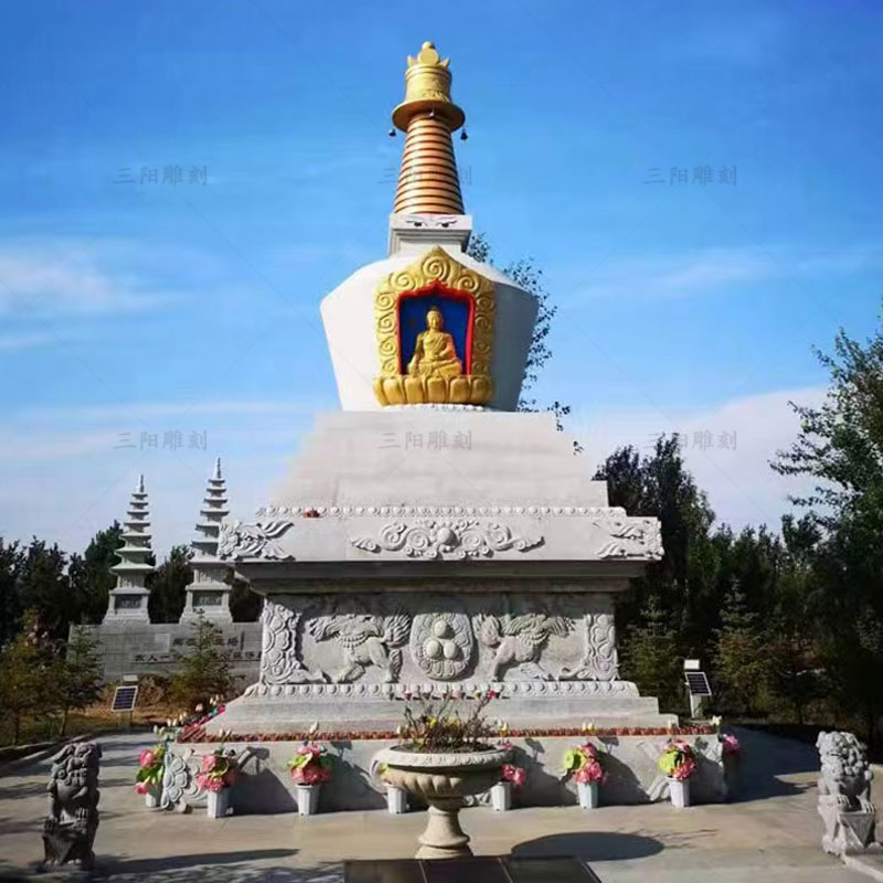 石雕佛塔汉白玉花岗岩舍利塔八宝塔寺院L大理石底座雕塑定制擦擦