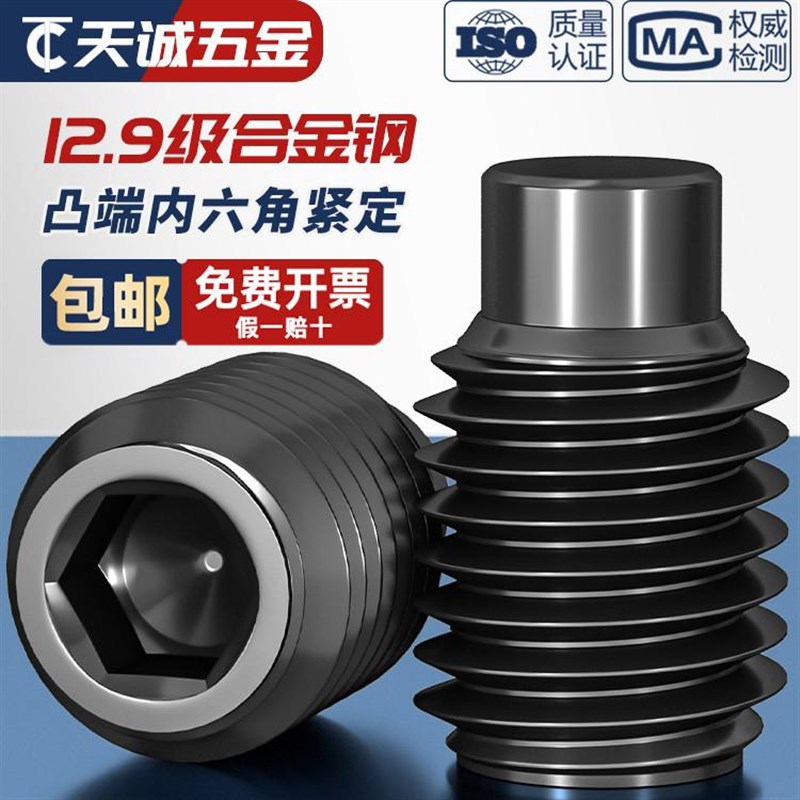 M3-M16凸端紧定12.9级内六角螺丝机米螺H钉顶丝无头止付螺栓M4M5M