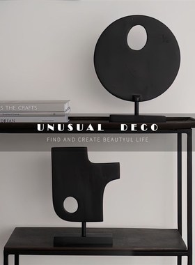 欧式轻奢黑色铝制抽象几何艺术屏风摆件客厅书房S样板间创意装饰