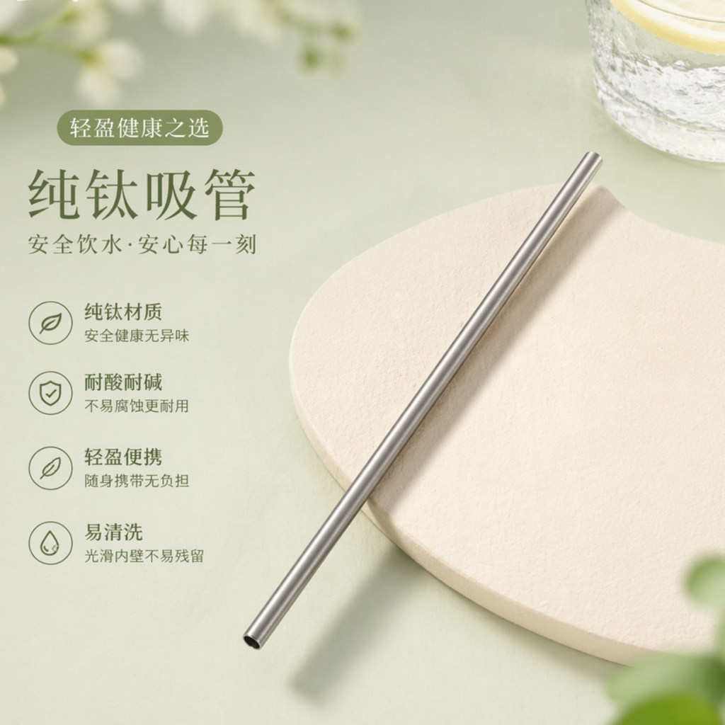 纯钛吸管便携钛合金奶茶粗吸管非不锈钢冰霸杯饮料长吸管重复使用
