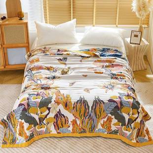 四层纱布全棉毛巾被夏季 纯棉成人家用午睡盖毯单人可机洗夏被 薄款