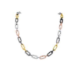 Flourishan/富煜钻LOOP幻扣简约金属圈925银钻石项链培育钻石颈链