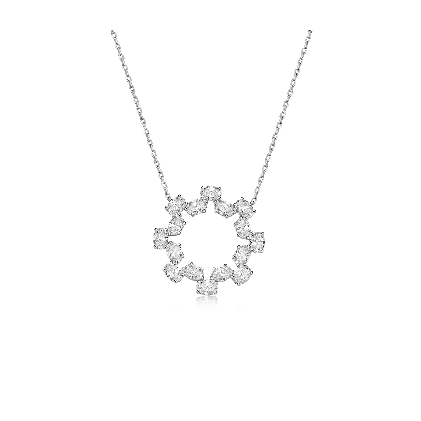 Flourishan钻石项链S925银14k金