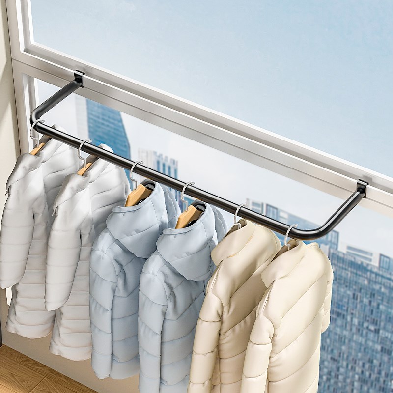 窗框晾衣架阳台护栏衣架窗台晾A晒神器卡扣栏杆支架多功能简易挂