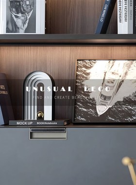 北欧现代轻奢白色金属拱门金球摆件客厅书房电Q视柜玄关样板间饰