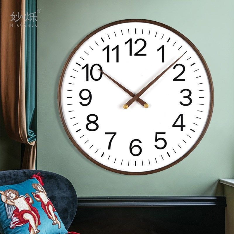 20英寸特大号尺寸静音挂钟现u代简约实木80厘米50cm办公室挂表客