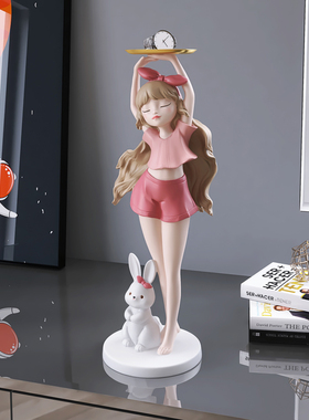 创意女孩玄关钥匙收纳摆t件家居饰品客厅电视柜托盘乔迁新居礼品