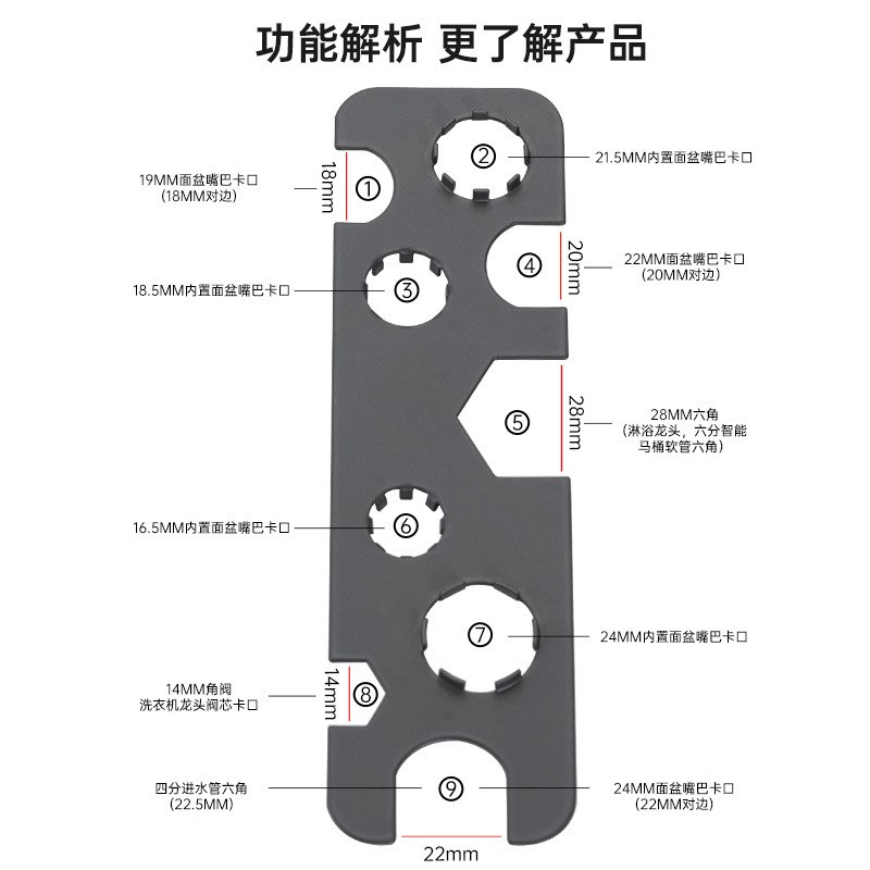 【下单立减50】面盆水龙头起泡器扳手洗手盆出水嘴拆卸工具_WH