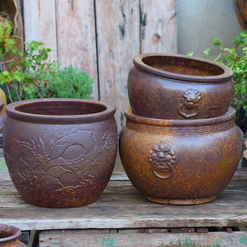 复古手工a陶盆插花造景粗陶花盆陶罐大盆缸酒店民宿装饰陶瓷绿植