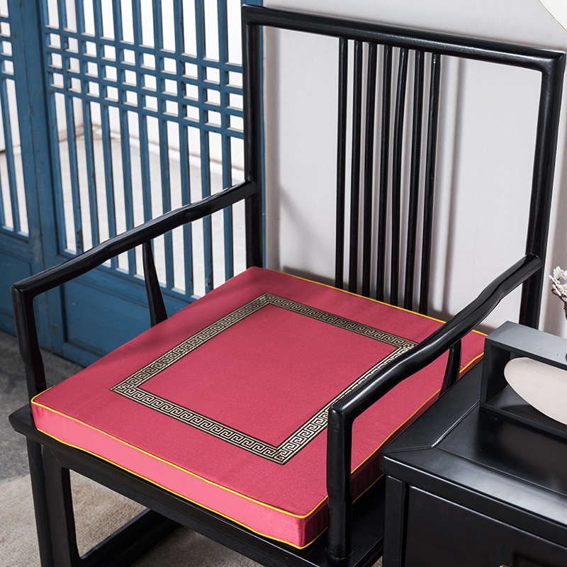 高密度防滑中式圈椅定p制绸缎坐垫样板房沙发椅垫新实木绵红木垫