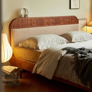 法式复古纯实木黄杨雕花床中古风全实木1米5双人床1米8小户型主卧