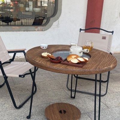 老榆木围炉煮茶桌户外折叠茶台桌椅组合圆形矮桌烧烤火锅现代简约,住宅家具,茶几,淘宝优惠券,粉丝福利购,淘宝优惠卷