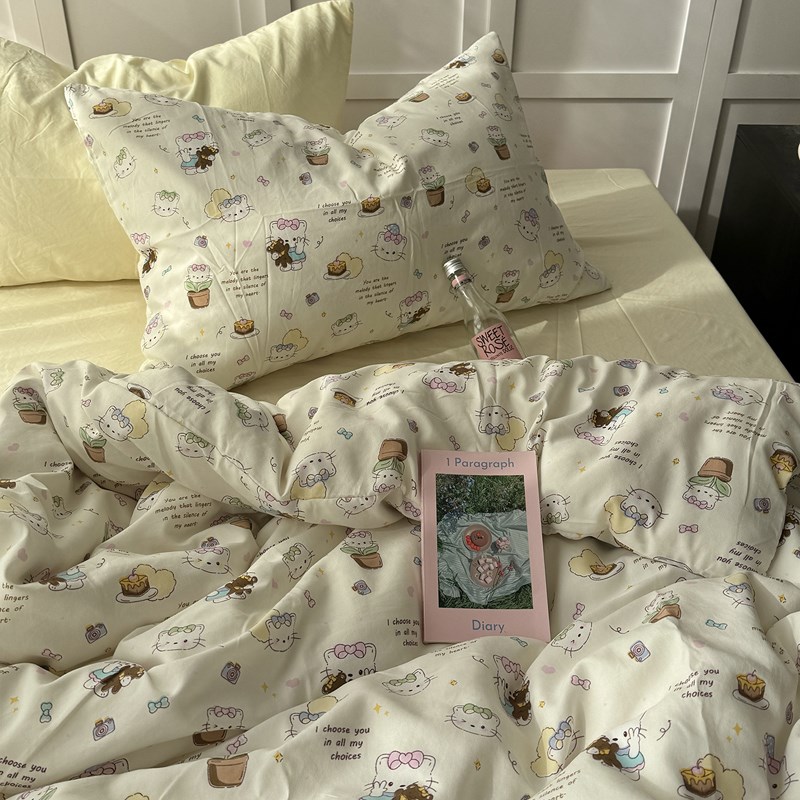 水洗棉通用学生宿l舍床上床单三件套卡通四季款被套被罩卧室四件