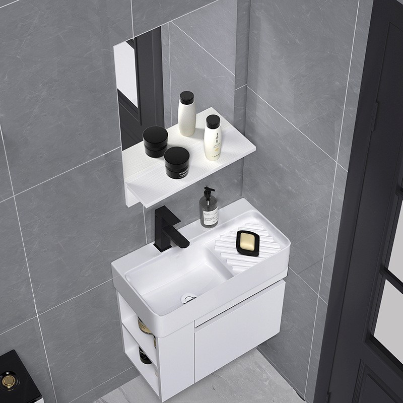 rkt4小户型挂墙式实木浴室柜组合卫生间阳台墙角洗漱台Y窄超陶瓷