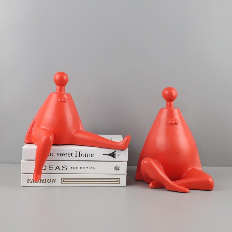 欧式卡通抽象翘j腿人物艺术摆件家居客厅电视柜样板间茶几软装饰