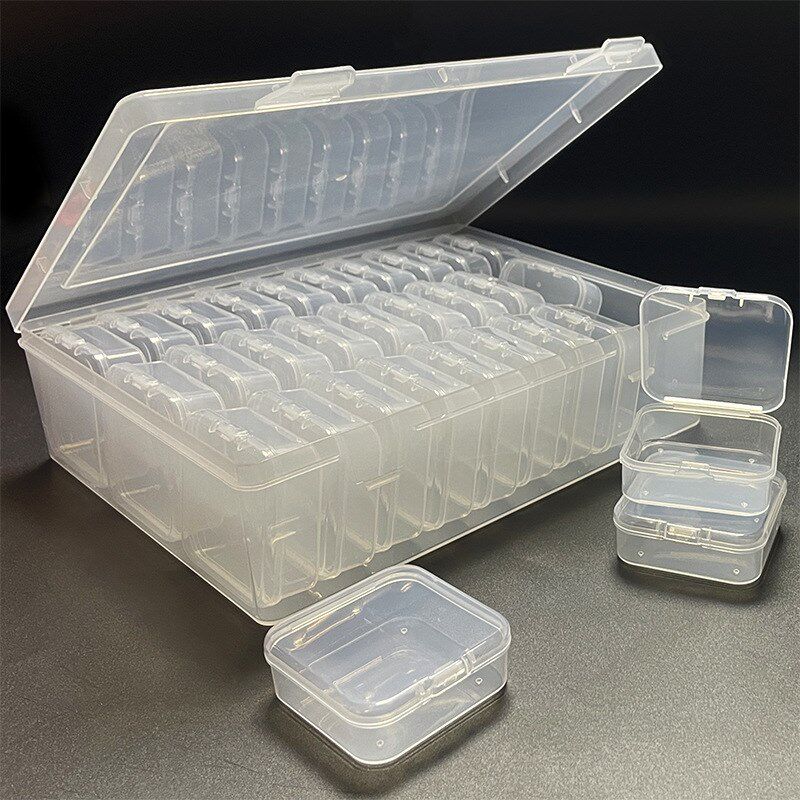 拼豆透明30格套盒收纳r盒大容量翻盖整理盒子塑料多功能防尘储物