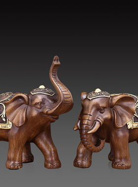 招财大象摆件一对酒柜装饰u品办公室桌面摆设工艺品店铺开业礼品