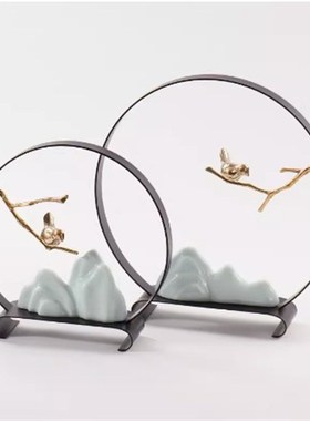 新中式假山摆件客厅玄关q电视柜酒柜样板房办公室创意软装饰品摆