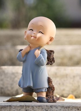 汽车饰品摆件小和尚车载摆件可y爱少林小子汽车内办公室桌面装饰