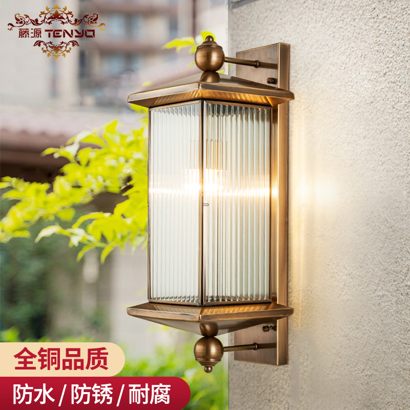 欧式全铜壁灯太阳能户外防水别墅大门灯庭K院灯中式室外阳台长壁